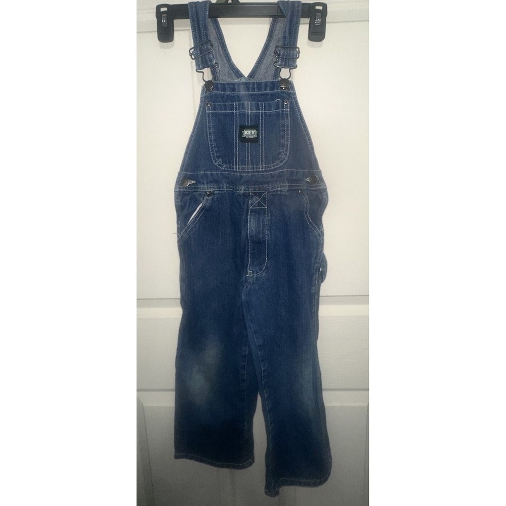 Key  Blue Denim Bib Overalls Medium Wash Carpenter Style Youth Size 5